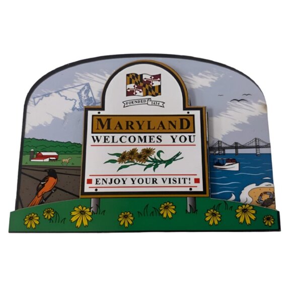 Maryland Welcomes You Refrigerator Die Cut Magnet NEW Fast Ship - Picture 1 of 3